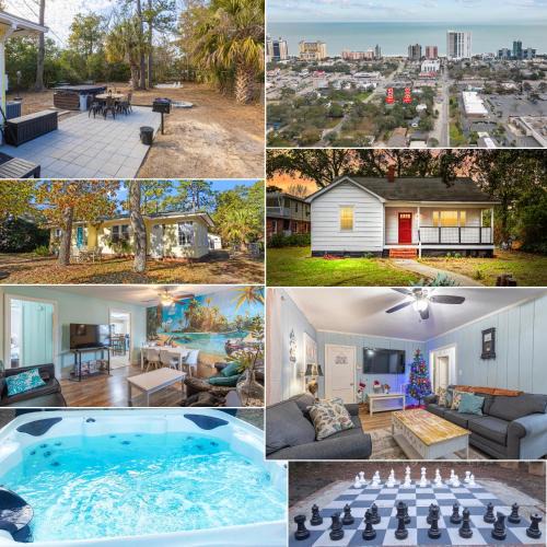 Myrtle Beach House | 2 Nextdoor Single Family Homes Centrally Located with Private Hottub, Huge Yard, BBQ, Firepit, Yard Games, Sleeps 30