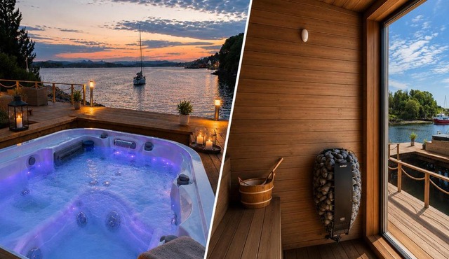 Big Waterfront Cabin - Sauna & Spa - Near Bergen - Sleeps 18