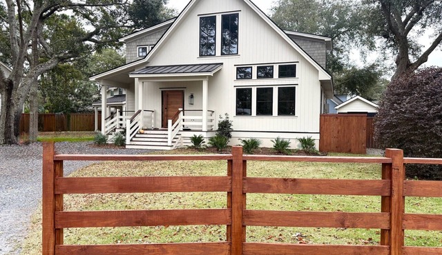 Modern Coastal Compound w Pool + Cottage in Old Village Fire Pit Screened Porch
