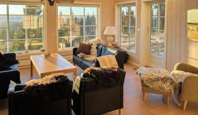 Modern mountain cabin with panoramic views