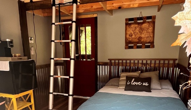 Riverfront tiny home w/outdoor firepit. Walk to waterfalls and go flyfishing!